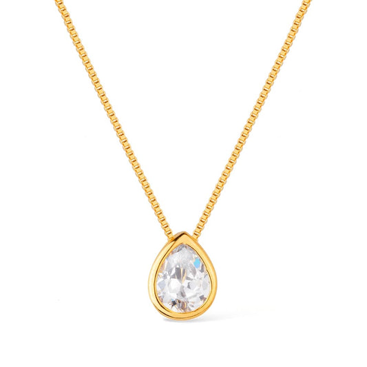 Colar Dourado de Gota em Zircônia