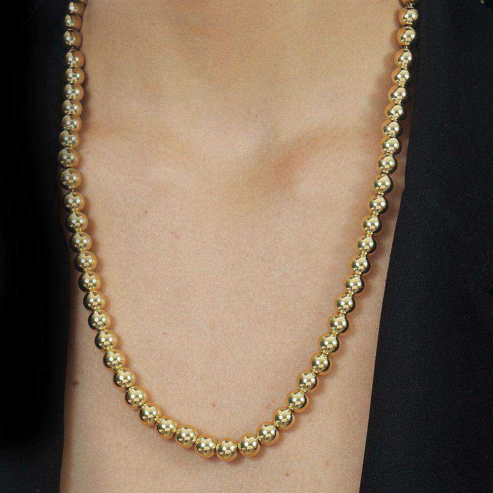 colar dourado de bolas médias - galeria