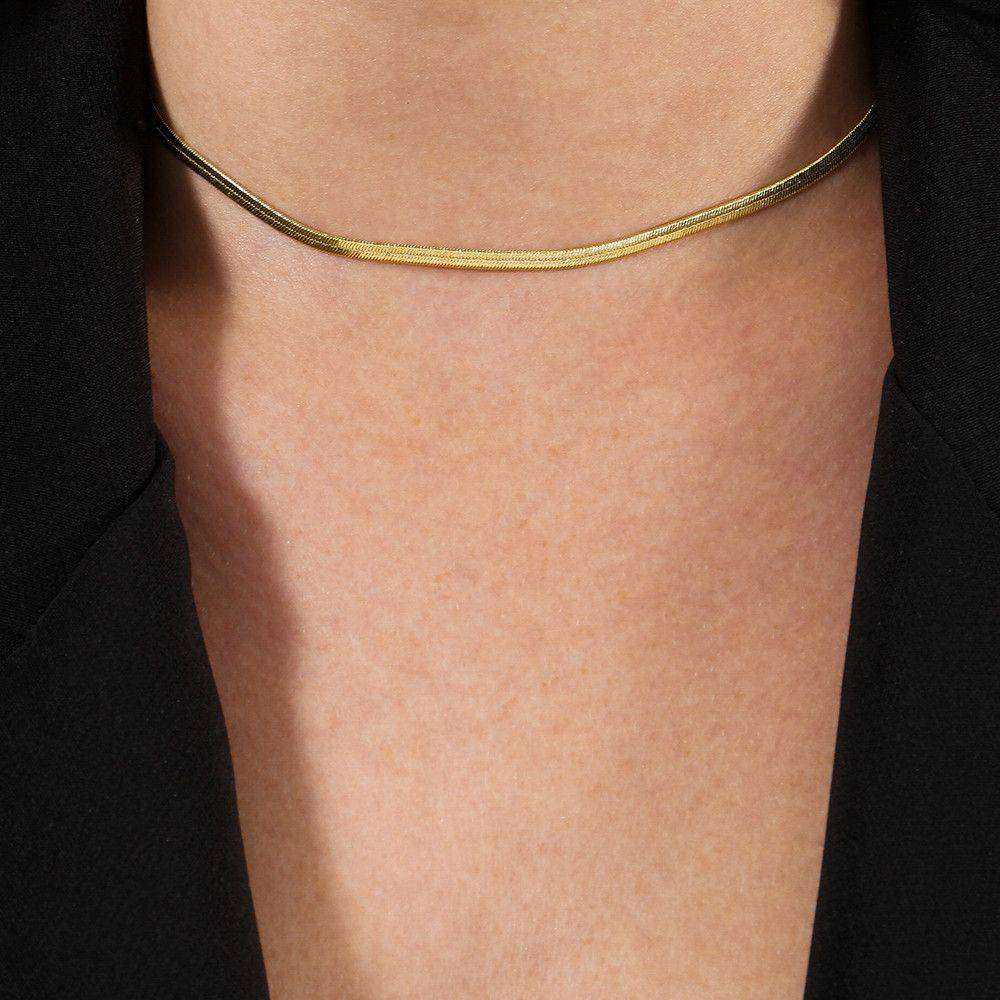 Colar Dourado Chocker de Fita - Galeria