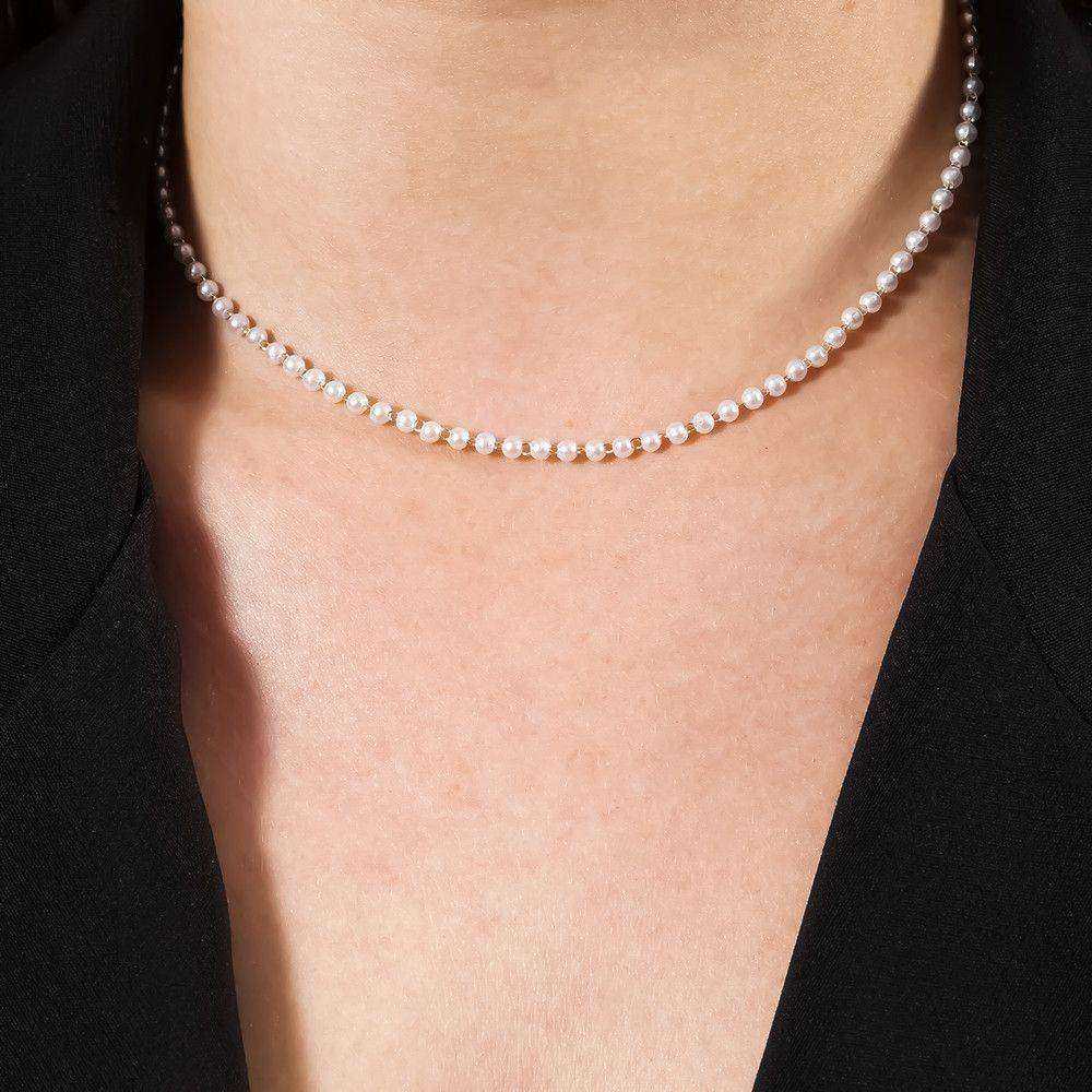 Colar Dourado Chocker de Pérolas - Galeria