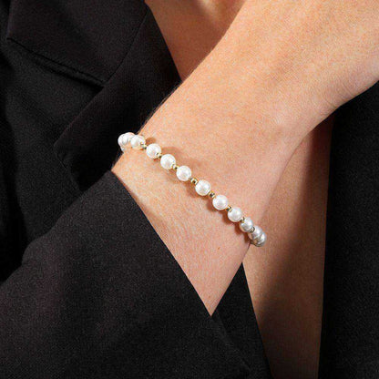 Pulseira Dourada de Pérolas e Bolinhas - Galeria